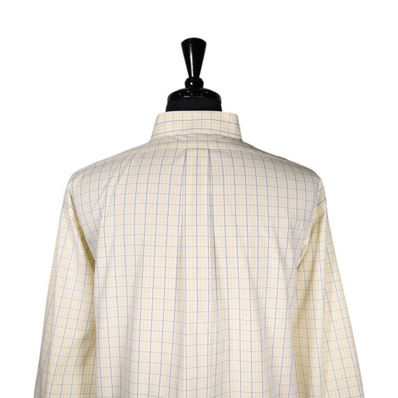Brooks Brothers Mens Dress Shirt Button Down Yellow Blue Plaid Non Iron 17.5 33 - Picture 7 of 8